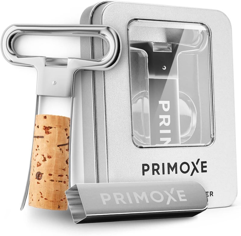 PRIMOXE Ah So Two Prong Wine Cork Remover with Bottle Opener - Professional Stainless Steel Puller - Extractor For Opening & Vintage Collecting - for Connoisseurs & Collectors to Uncork - Image 1